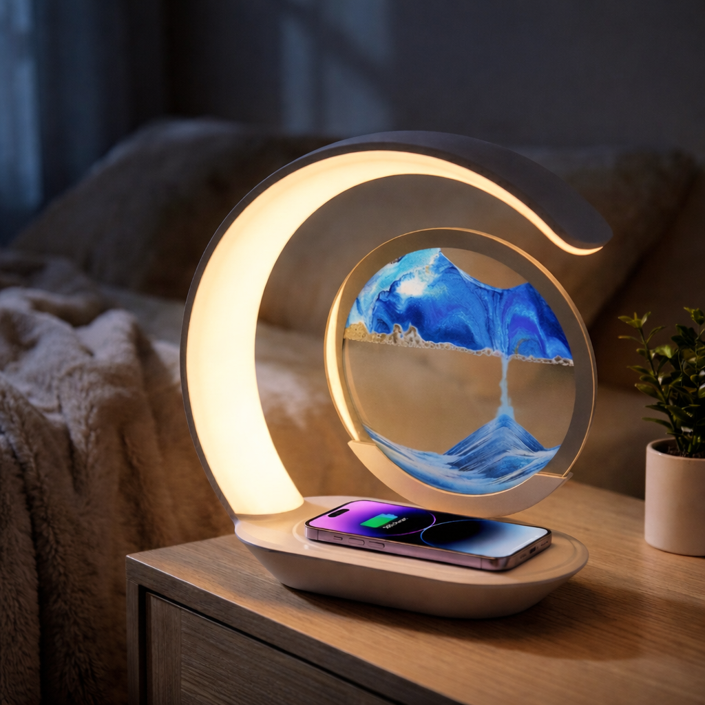 Lampă LED Decorativă Quicksand 3D cu Încărcare Wireless