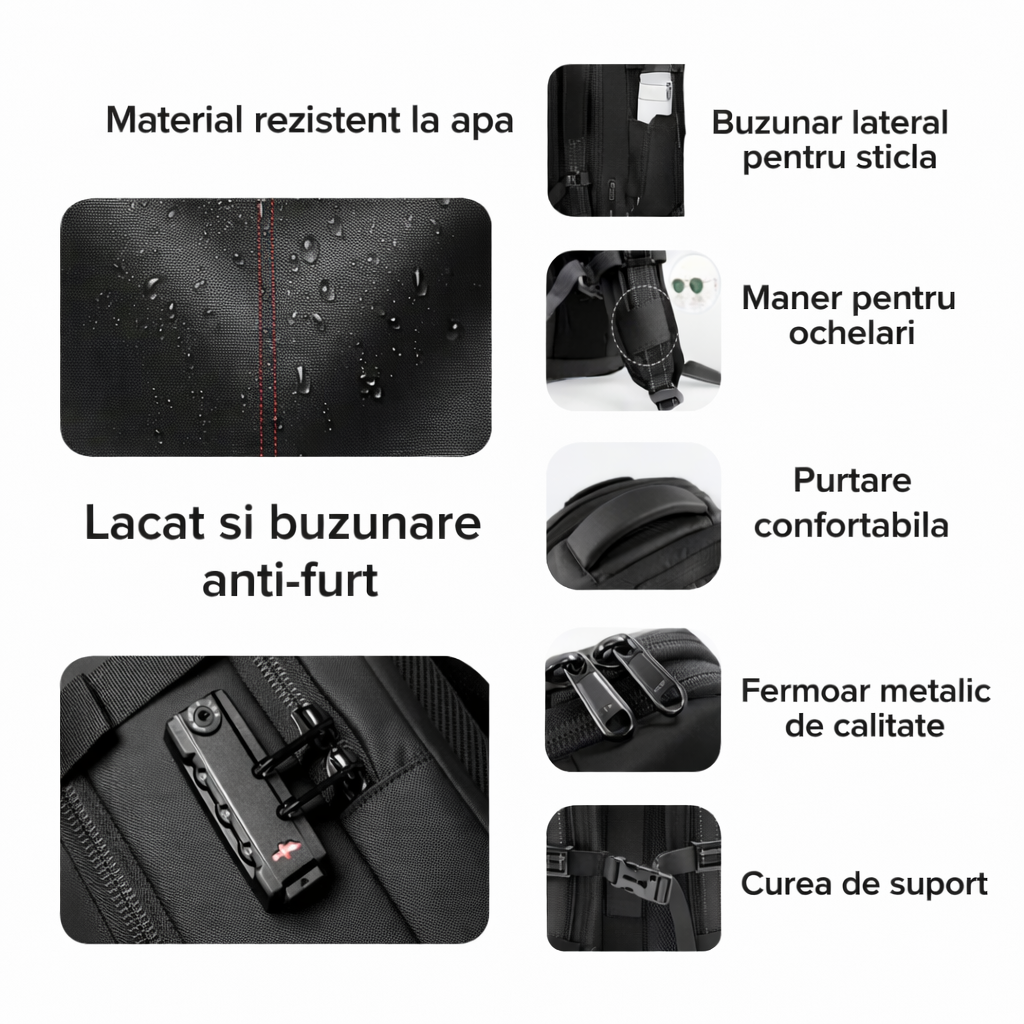 Voyager Max – Rucsac de Călătorie cu Compresie în Vid & Anti-Furt
