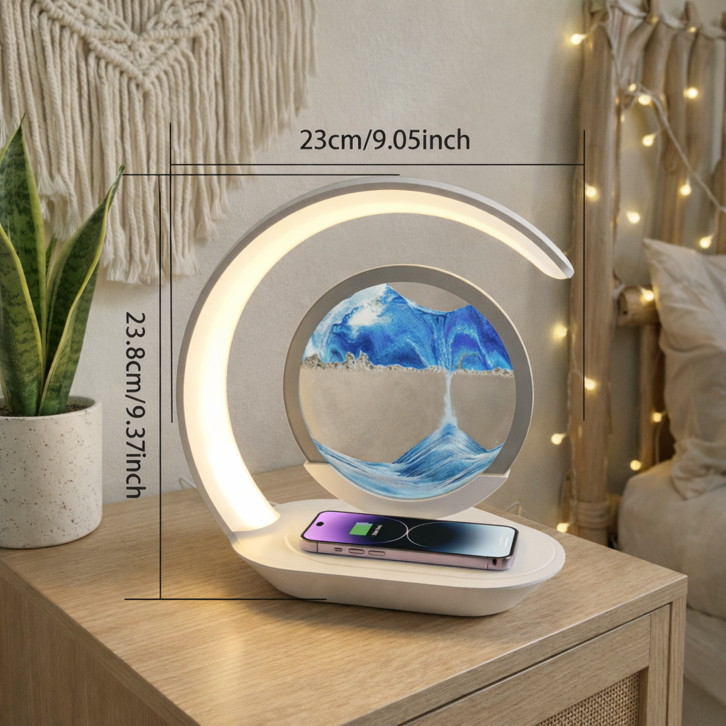 Lampă LED Decorativă Quicksand 3D cu Încărcare Wireless