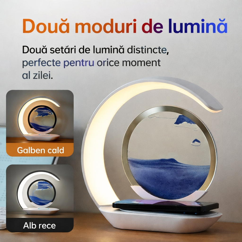 Lampă LED Decorativă Quicksand 3D cu Încărcare Wireless