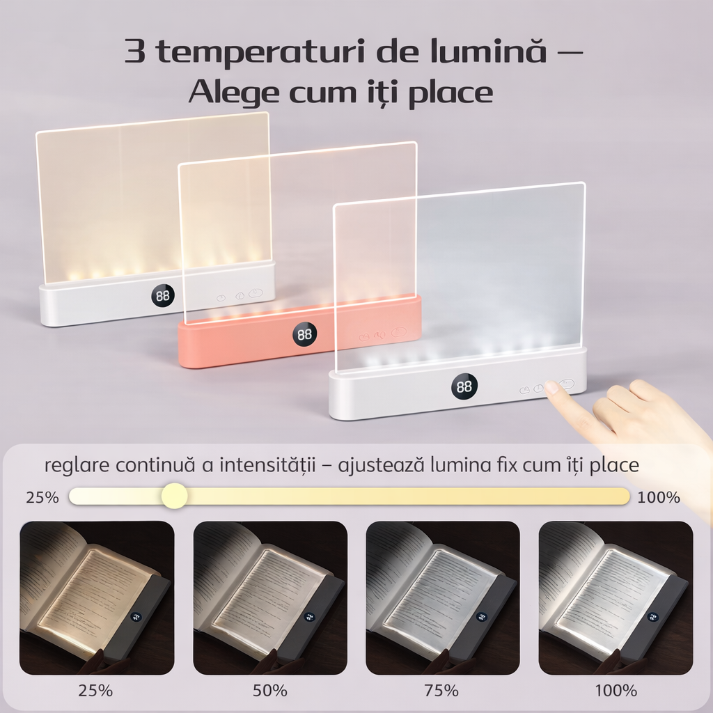 Lampă LED pentru Citit – Lumină Reglabilă, Fără Fir