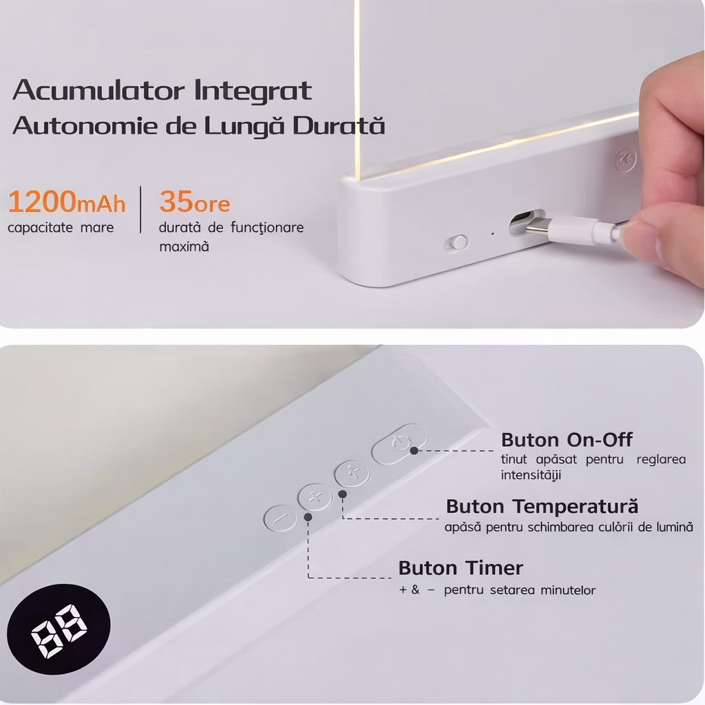 Lampă LED pentru Citit – Lumină Reglabilă, Fără Fir