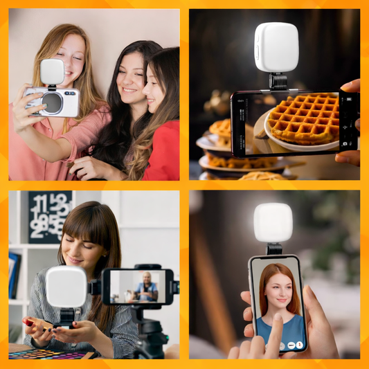 Suport Telefon Magnetic cu LED – Mini Studio Portabil