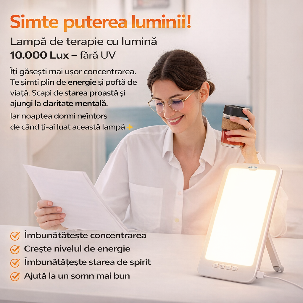 Lampă de Terapie cu Lumină Naturală pentru Energie și Stare de Bine