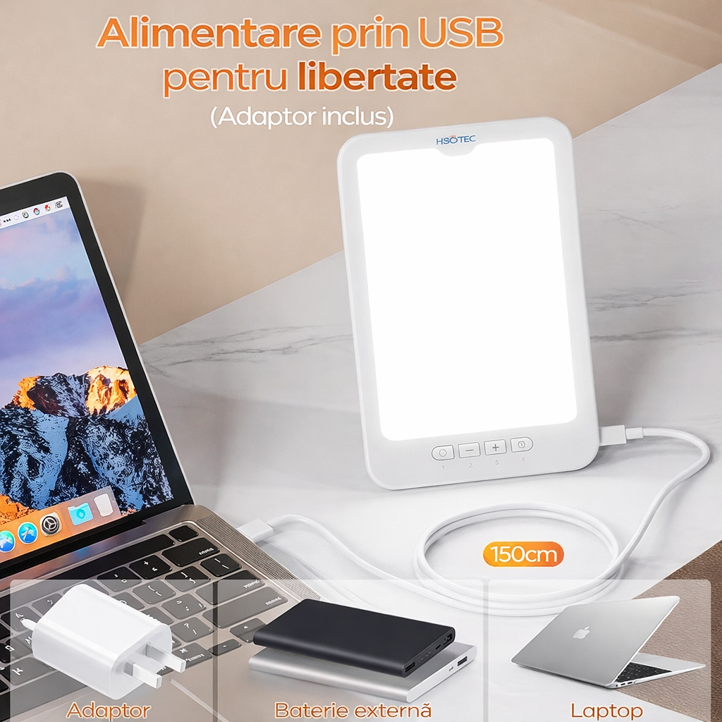 Lampă de Terapie cu Lumină Naturală pentru Energie și Stare de Bine